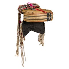 Antique Tribal Ulo Akha Woman's Headdress with Framework of Bamboo and Beads