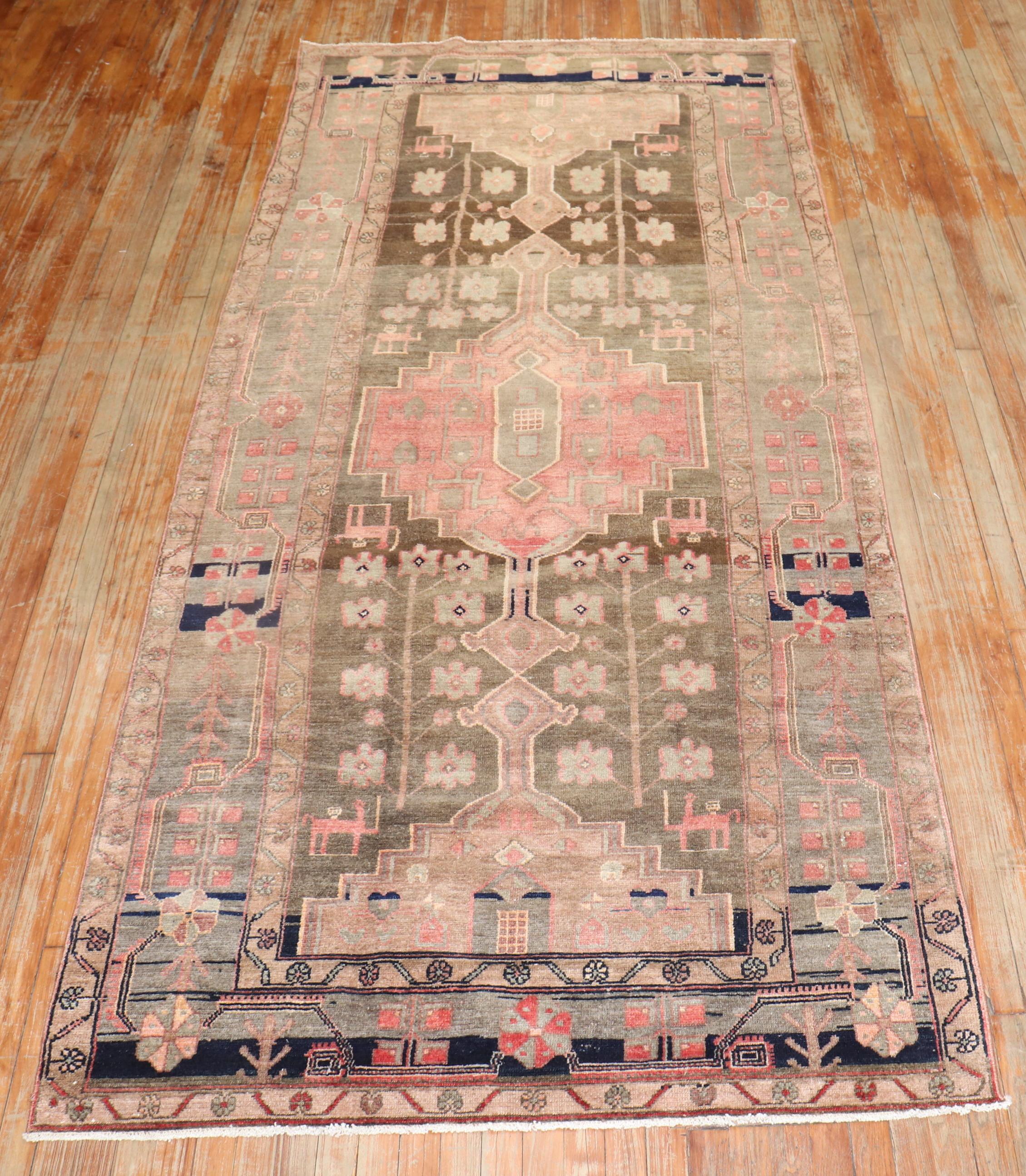 Hand-Woven Tribal Vintage Persian Gallery Runner For Sale