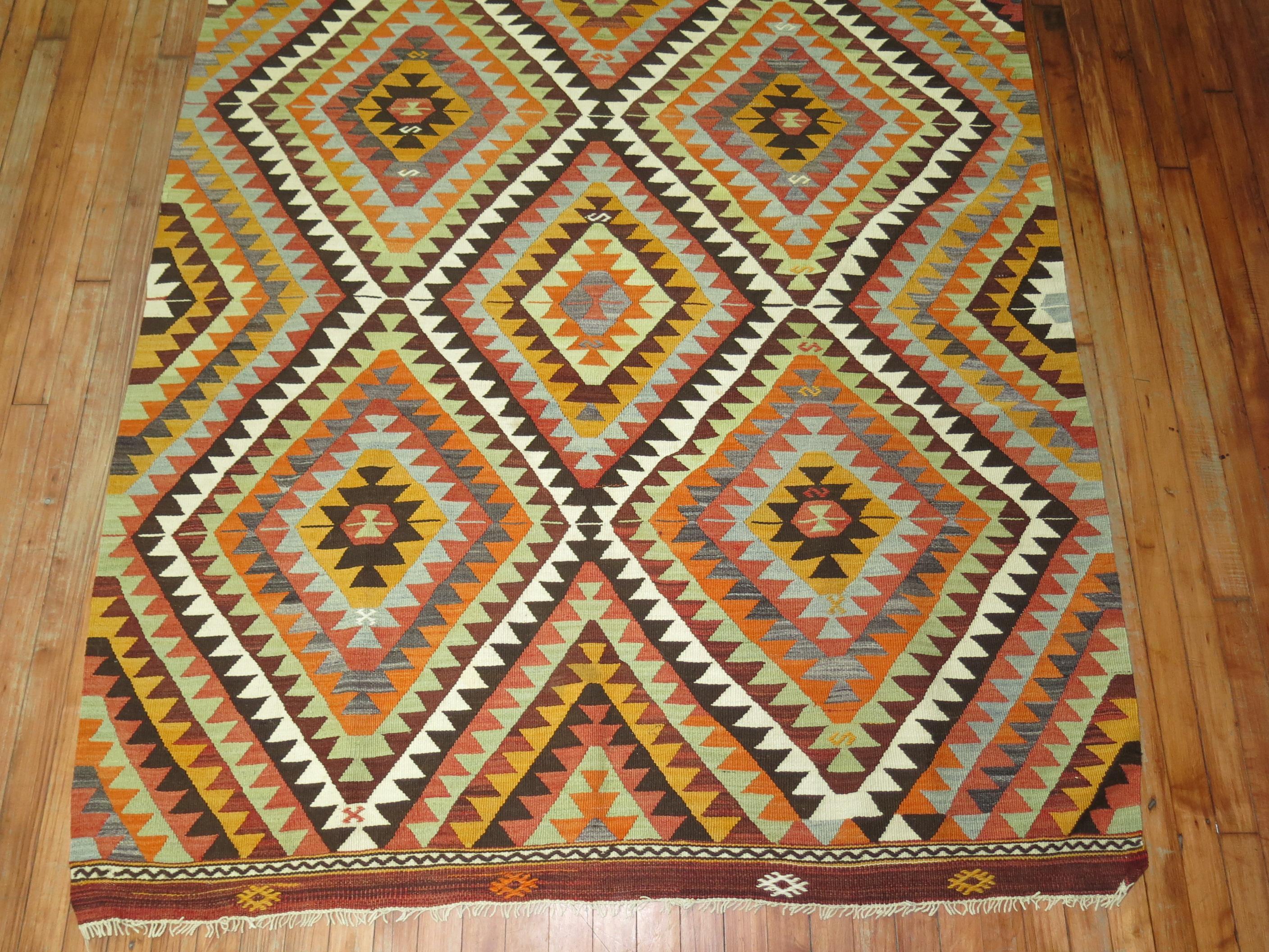 Navajo Tribal Vintage Turkish Kilim For Sale