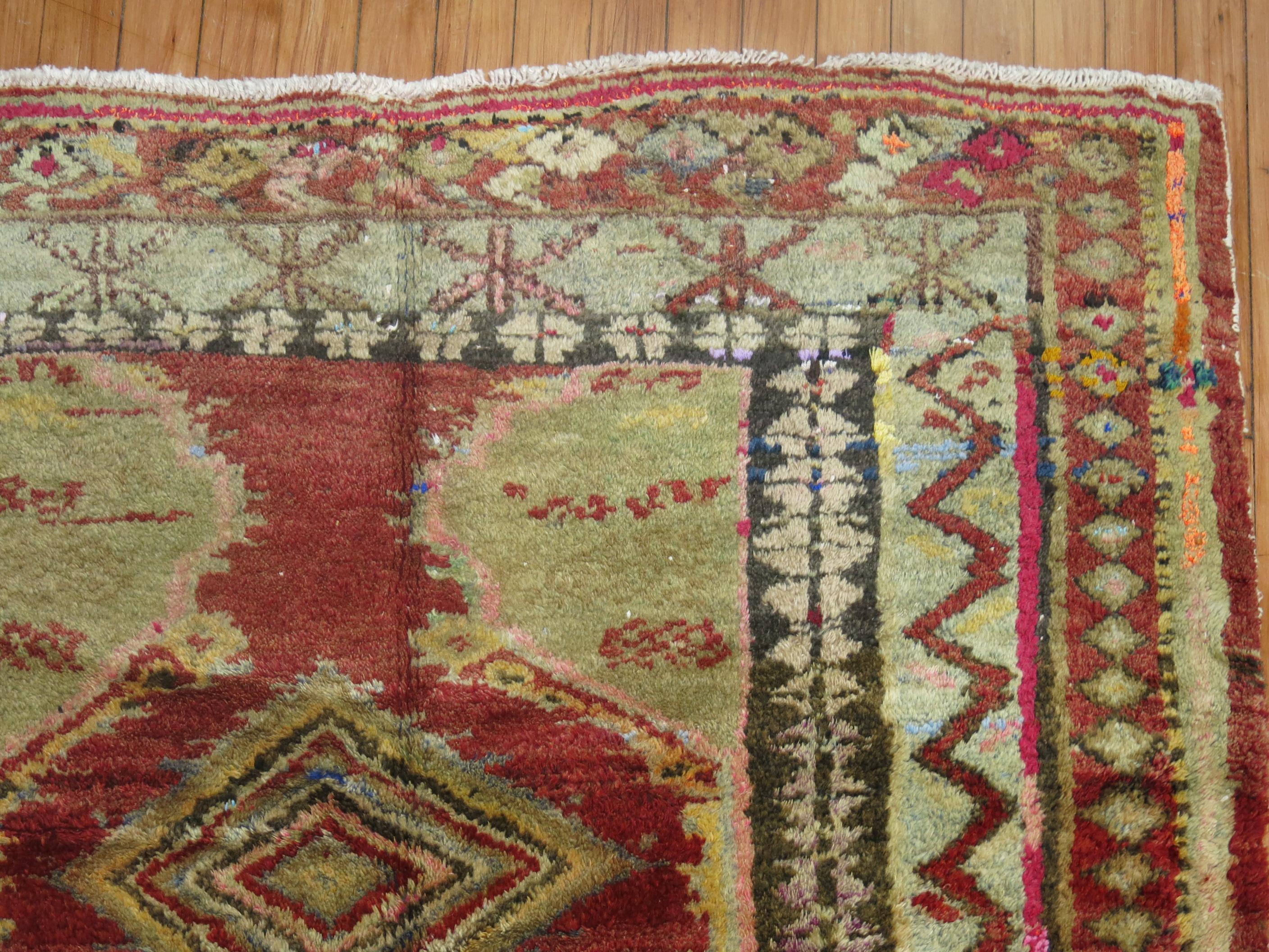 Zabihi Collection Accent Size Vintage Turkish Rug  In Good Condition For Sale In New York, NY