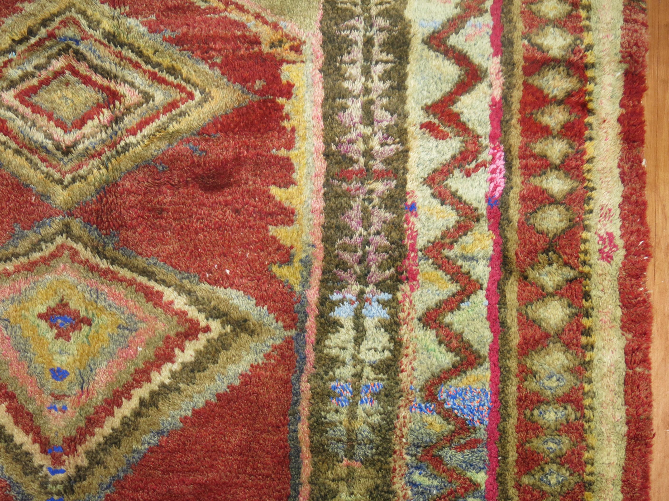 20th Century Zabihi Collection Accent Size Vintage Turkish Rug  For Sale