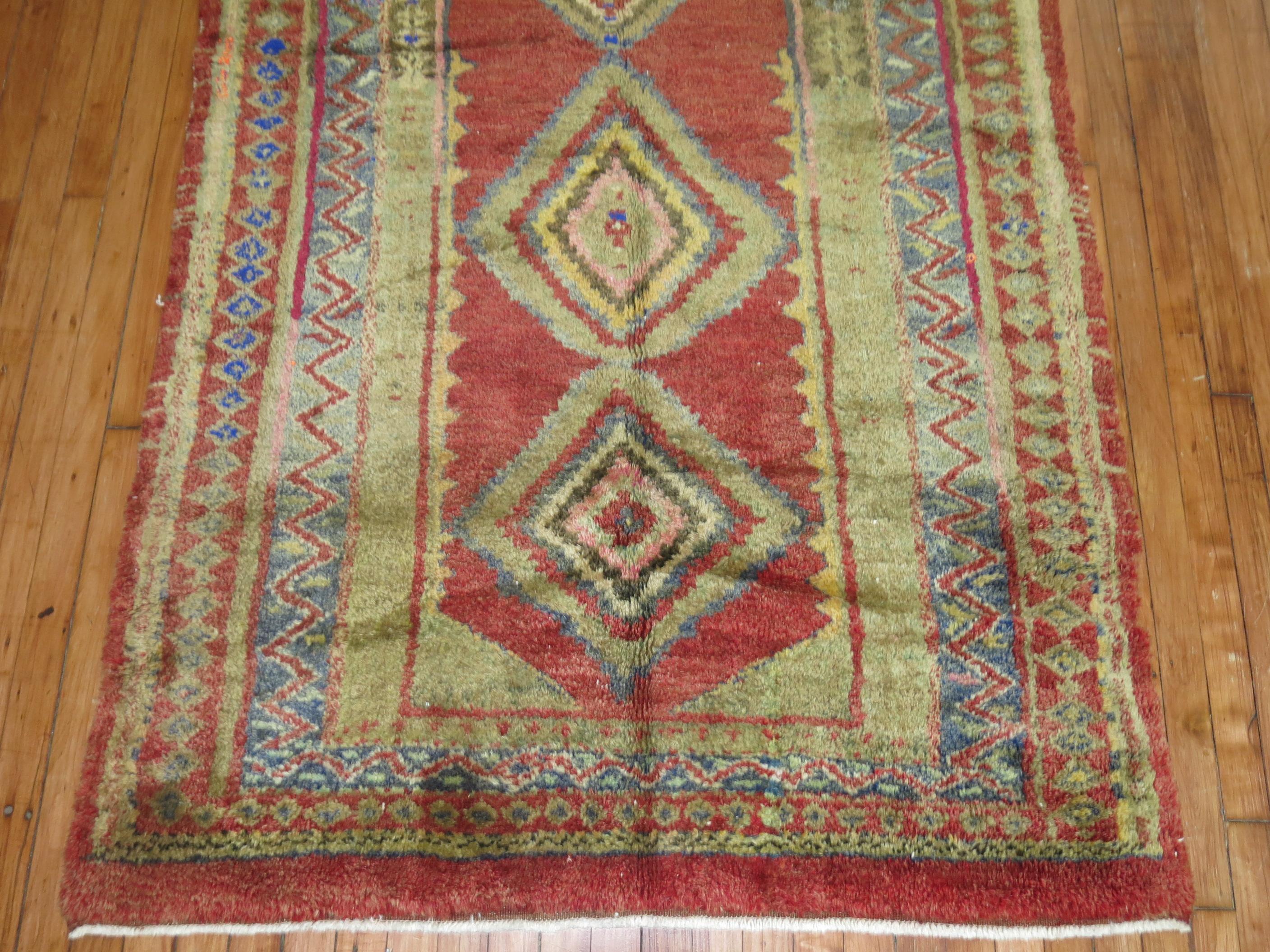 Zabihi Collection Accent Size Vintage Turkish Rug  For Sale 1