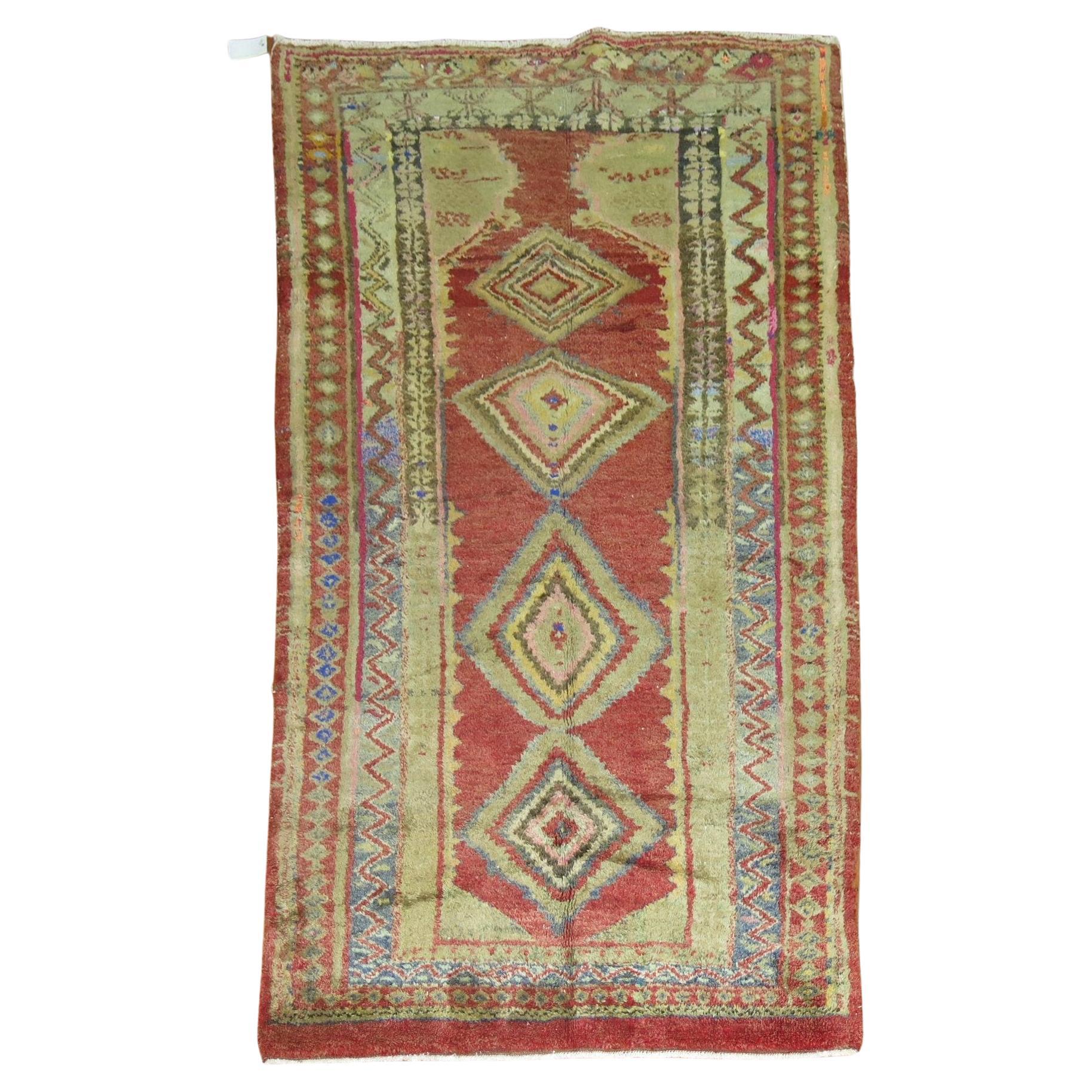 Zabihi Collection Accent Size Vintage Turkish Rug  For Sale