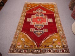 Turkish Rug Tribal Vintage Red Yoruk Carpet Anatolian Art Hand-Knotted