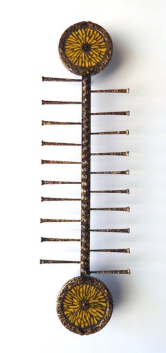 "Tribal" Wall Sculpture by American Artists Del and Brenda Williams 'Yellow'