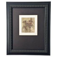 Stammeskunst-Aquarellgemälde eines Kriegers und eines Pferdes, abstrakt, ca. 2007