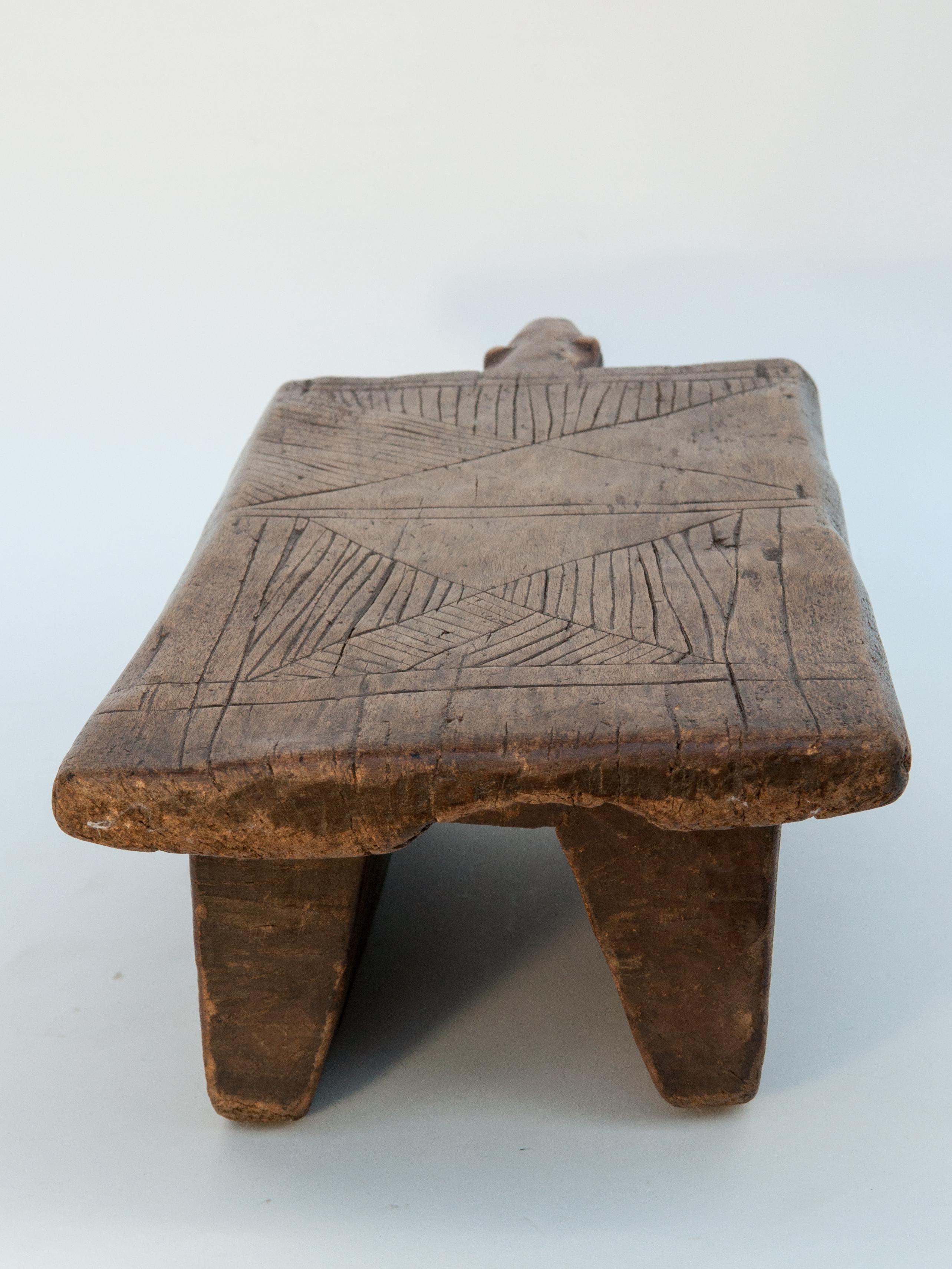 Tribal Wood Stool with Lizard Motif, Niger, Mid-Late 20th Century 5