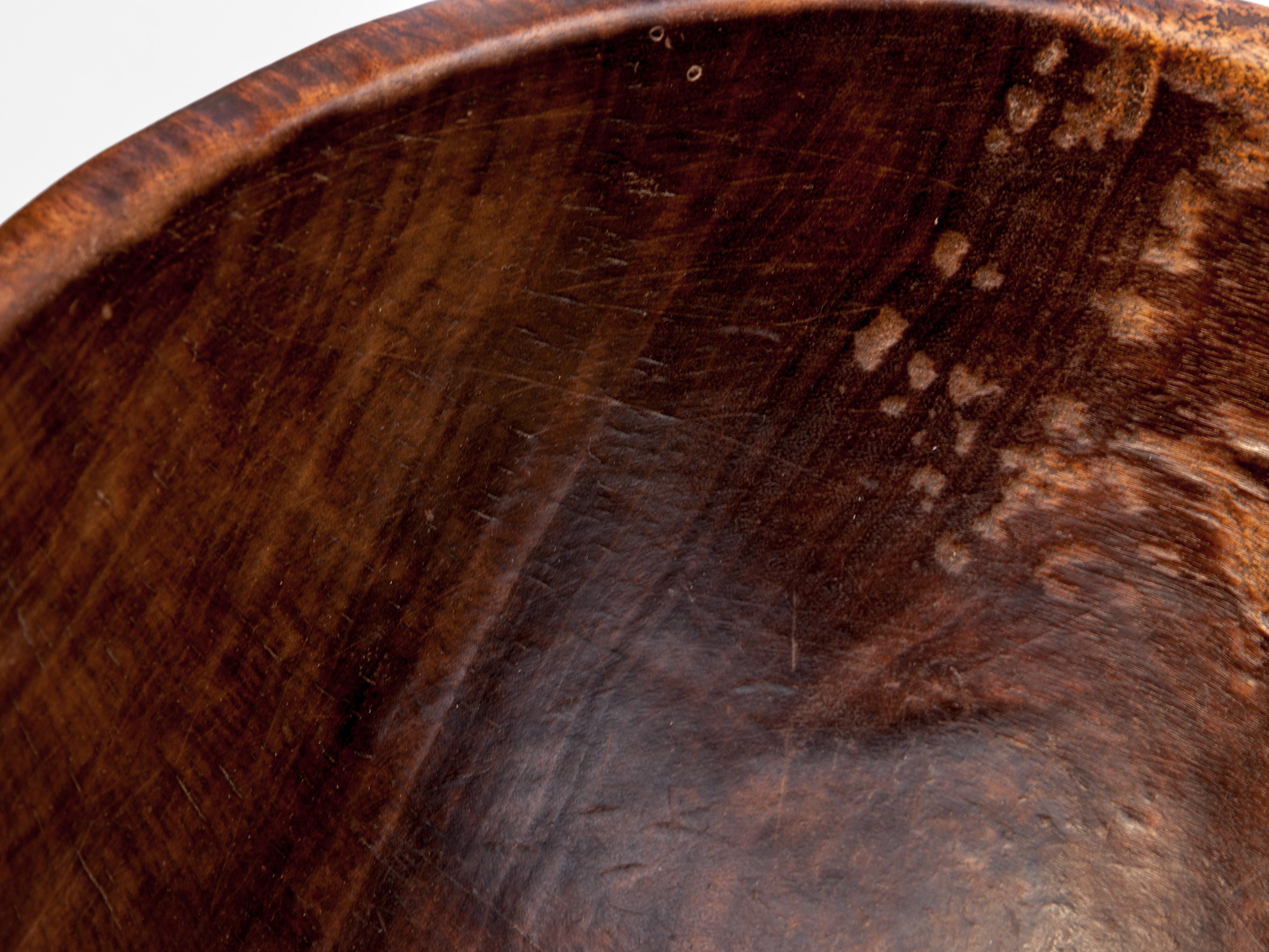 Tribal Wooden Bowl, Hand Hewn, from Niger, Mid-20th Century 7