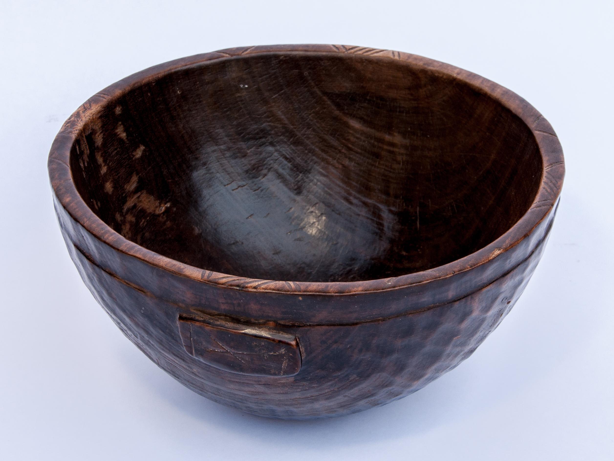 Nigerien Tribal Wooden Bowl, Hand Hewn, from Niger, Mid-20th Century