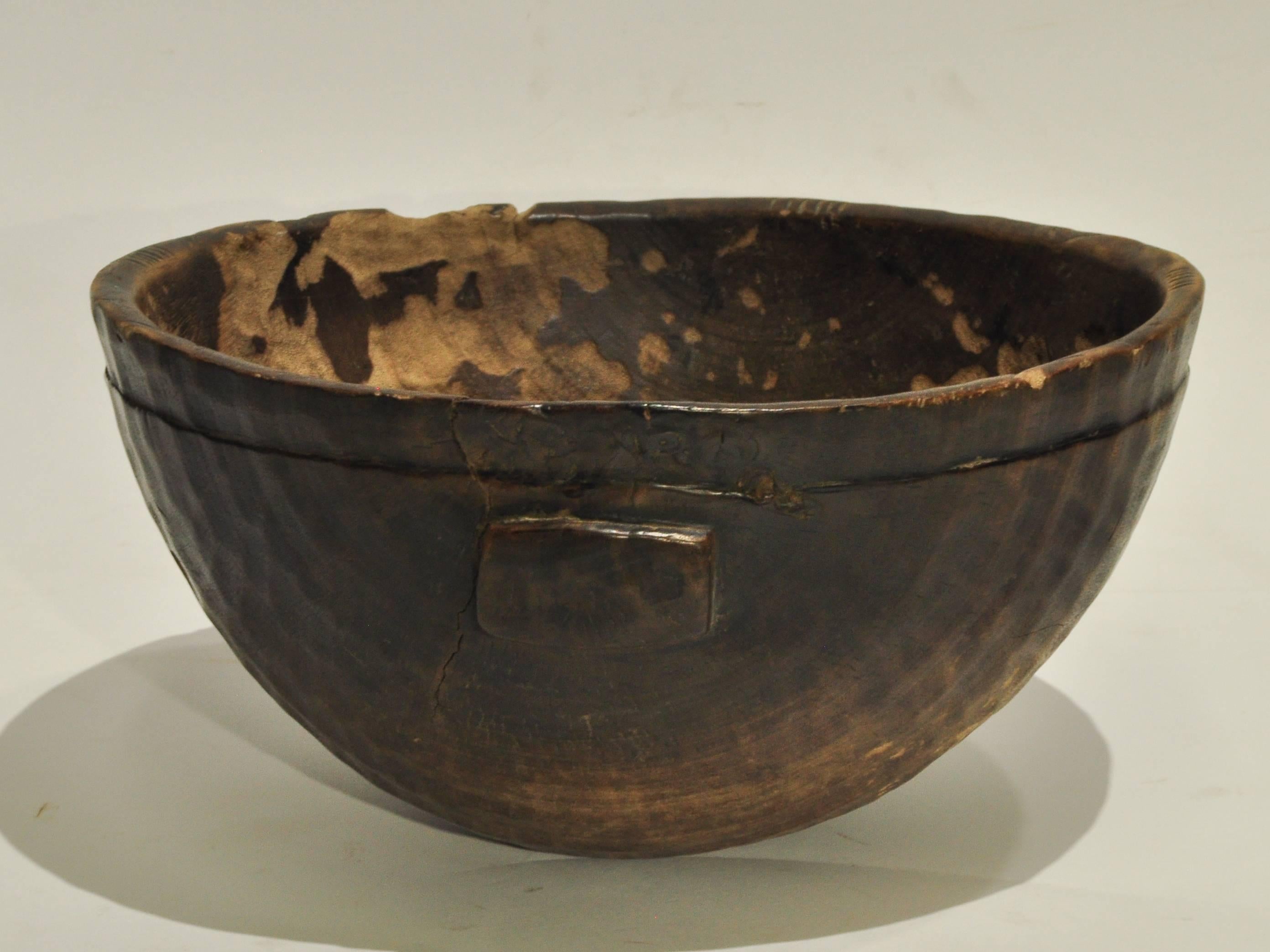 Malian Tribal Wooden Bowl, Handhewn, from Mali, Mid-20th Century