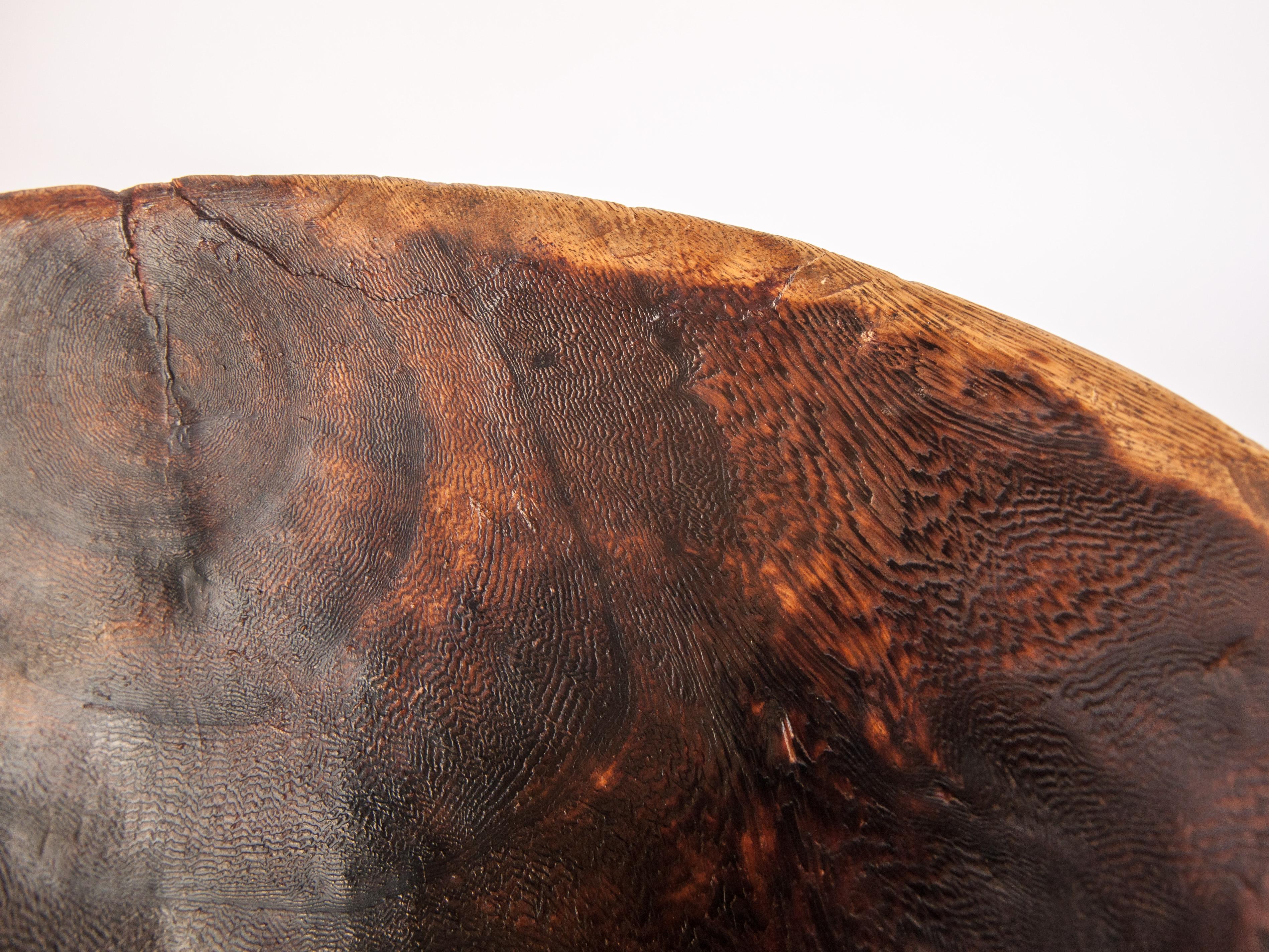 Tribal Wooden Bowl, Strongly Figured Wood, Tuareg, West Africa, Mid-20th Century 6