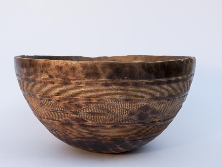 Tribal Wooden Bowl with Carved Design, Tuareg of West Africa, Mid20th