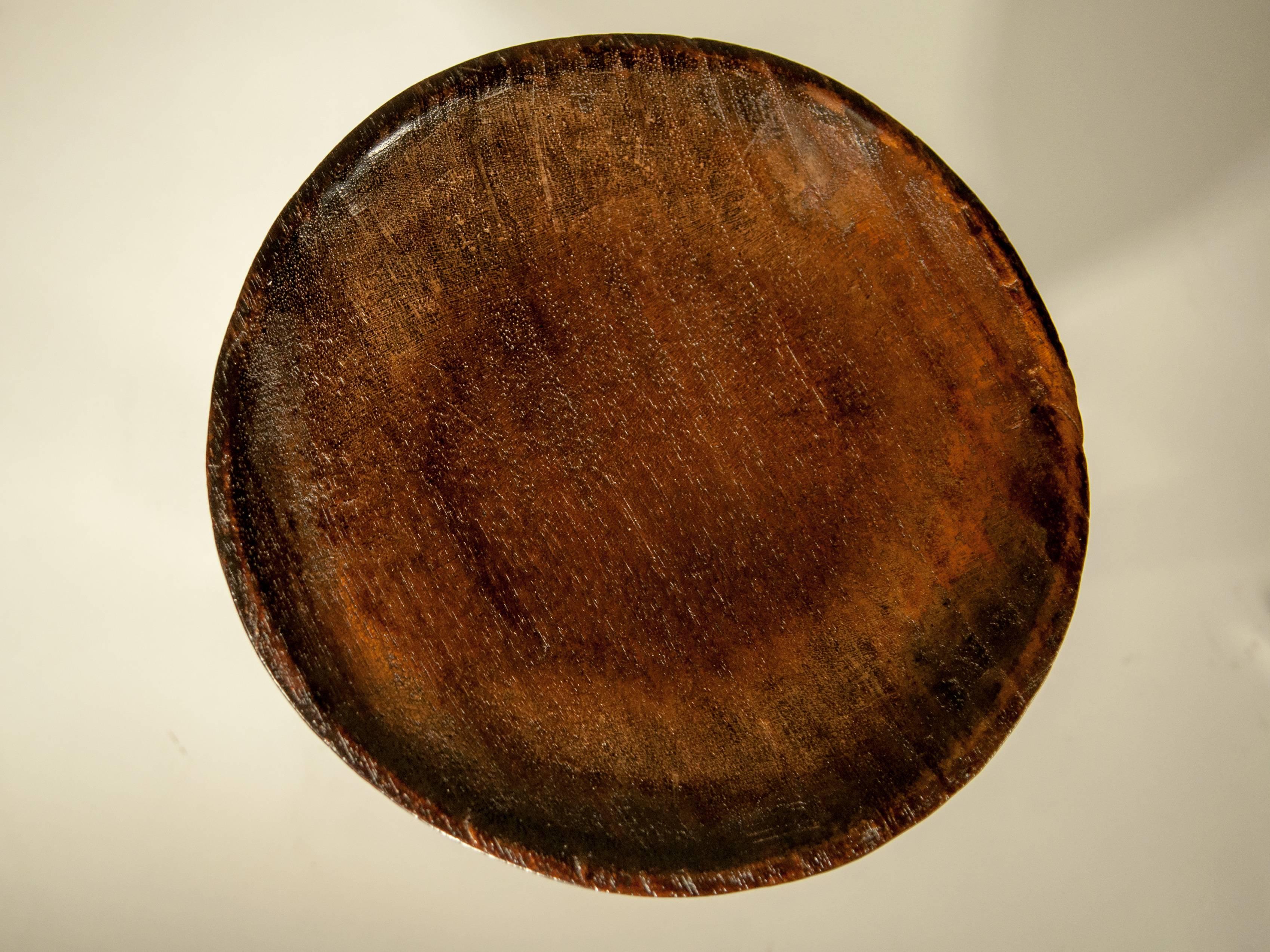 Tribal Wooden Food Tray on Stand with Handle, Nagaland, Mid-Late 20th Century 2