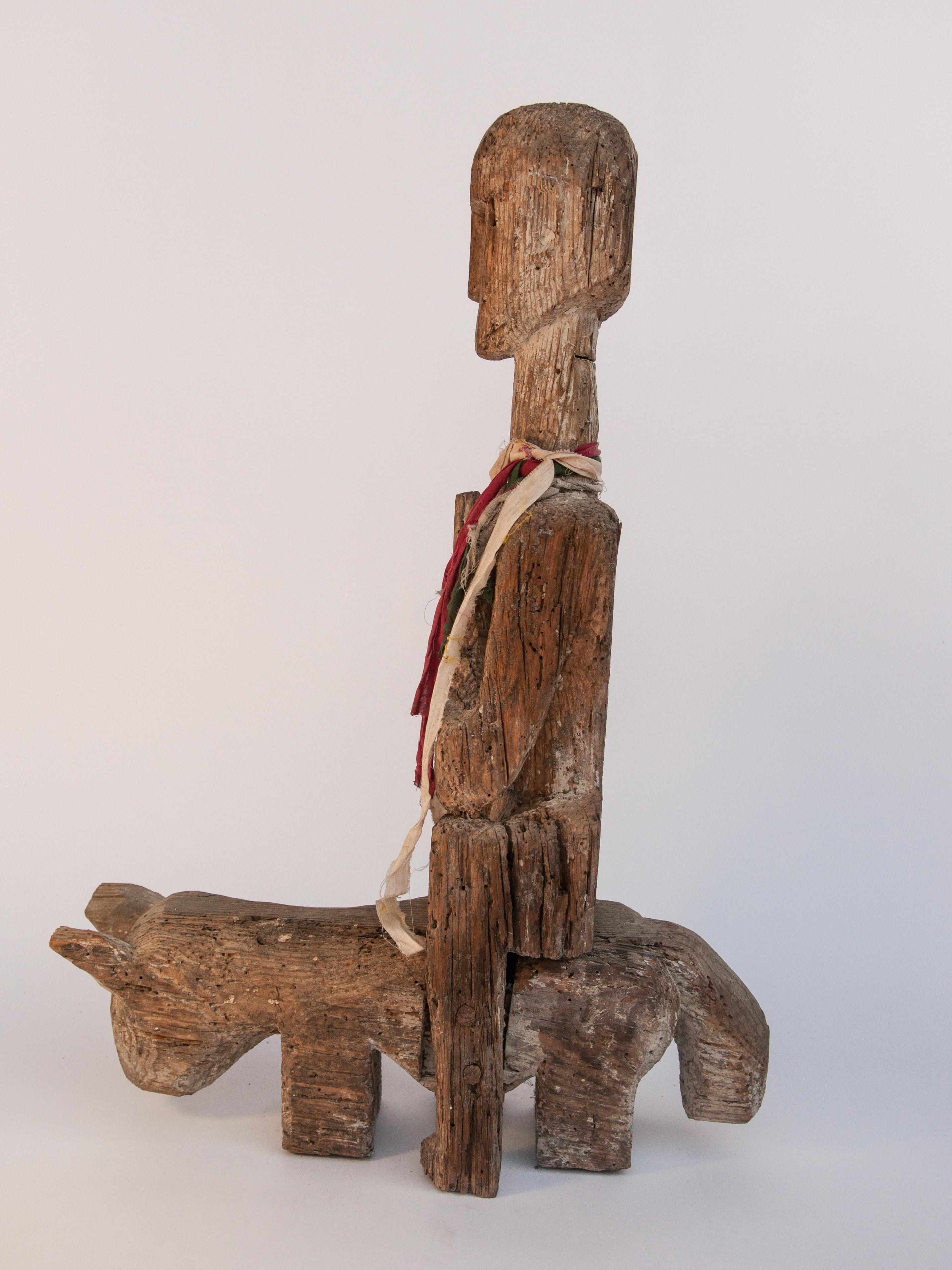 Tribal Wooden Statue Horse and Rider from West Nepal, Mid-20th Century 6