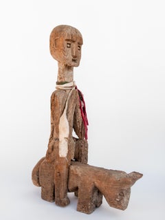 Tribal Wooden Statue Horse and Rider from West Nepal, Mid-20th Century
