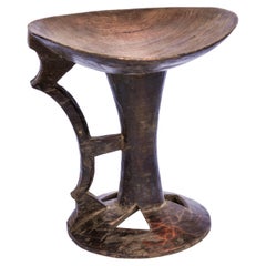 Tribal Wooden Tray on Stand with Handle, Nagaland, Mid-Late 20th Century