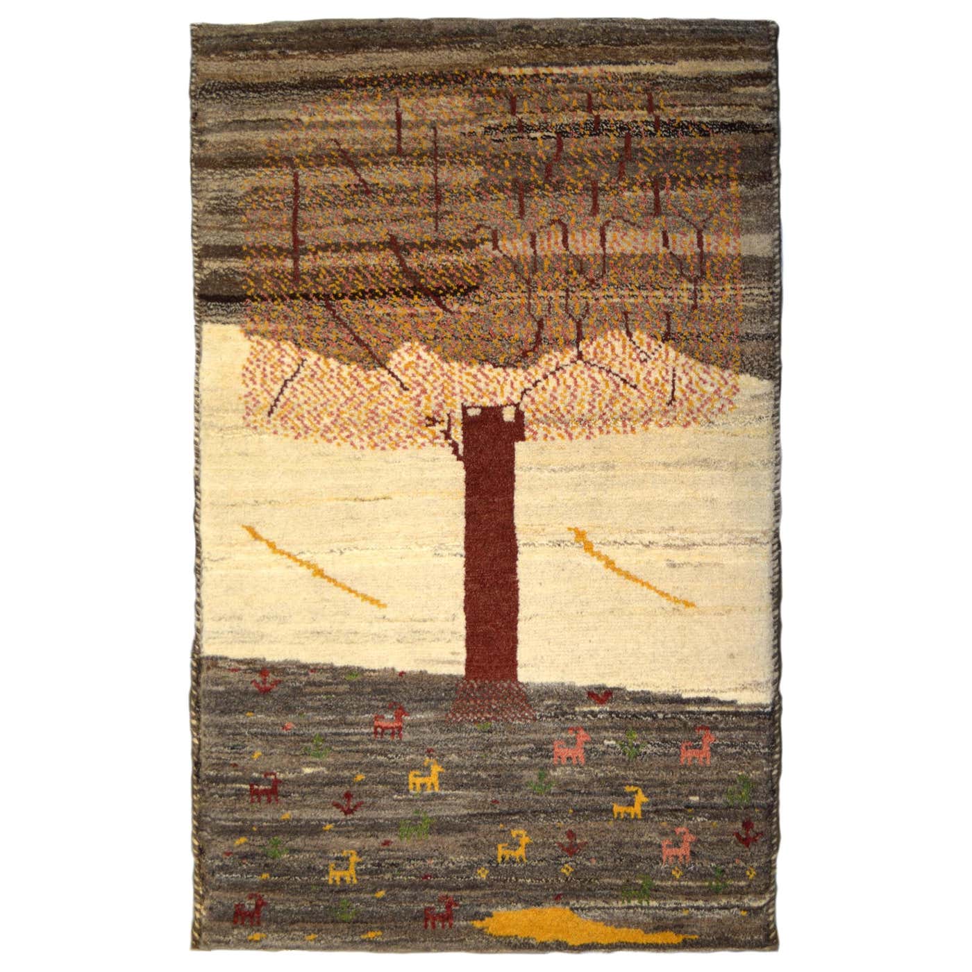 Persian Gabbeh Tribal Rug, Tree of Life, 3x4 For Sale at 1stDibs