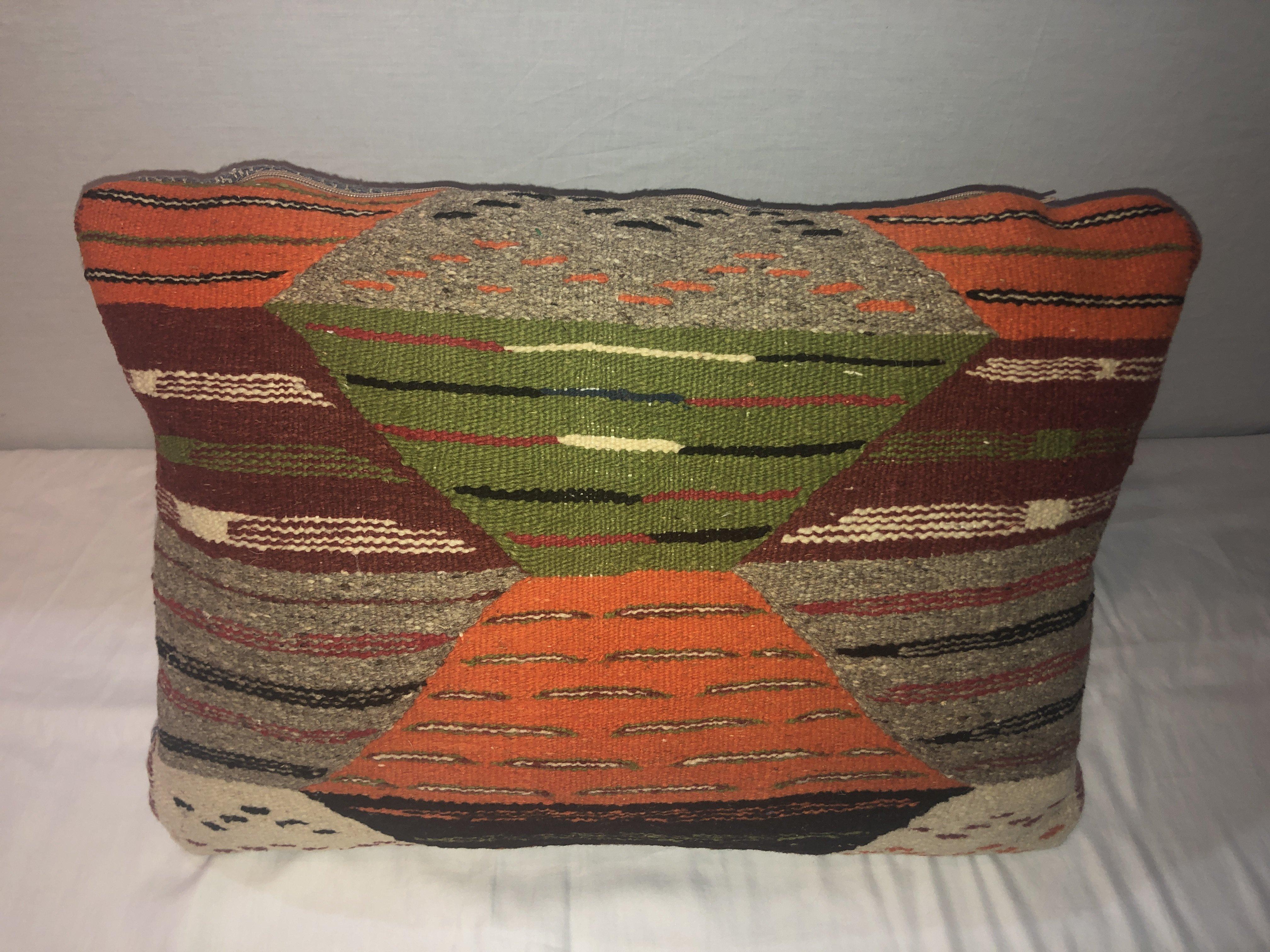 Moorish Tribal Wool Vintage Kilim Cushion For Sale