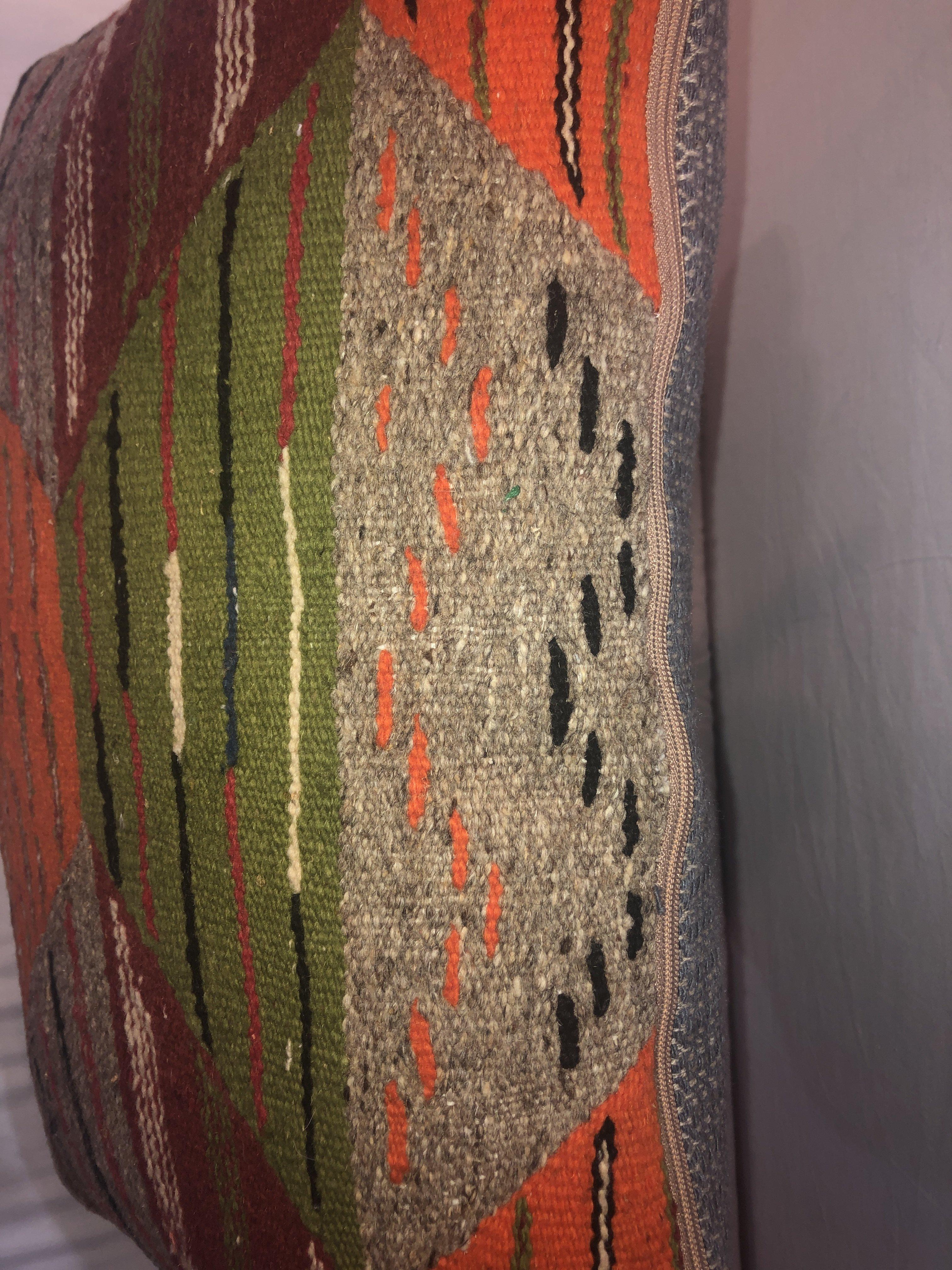 Moroccan Tribal Wool Vintage Kilim Cushion For Sale