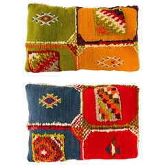 Cuscino o cuscino Kilim vintage in lana tribale, una coppia