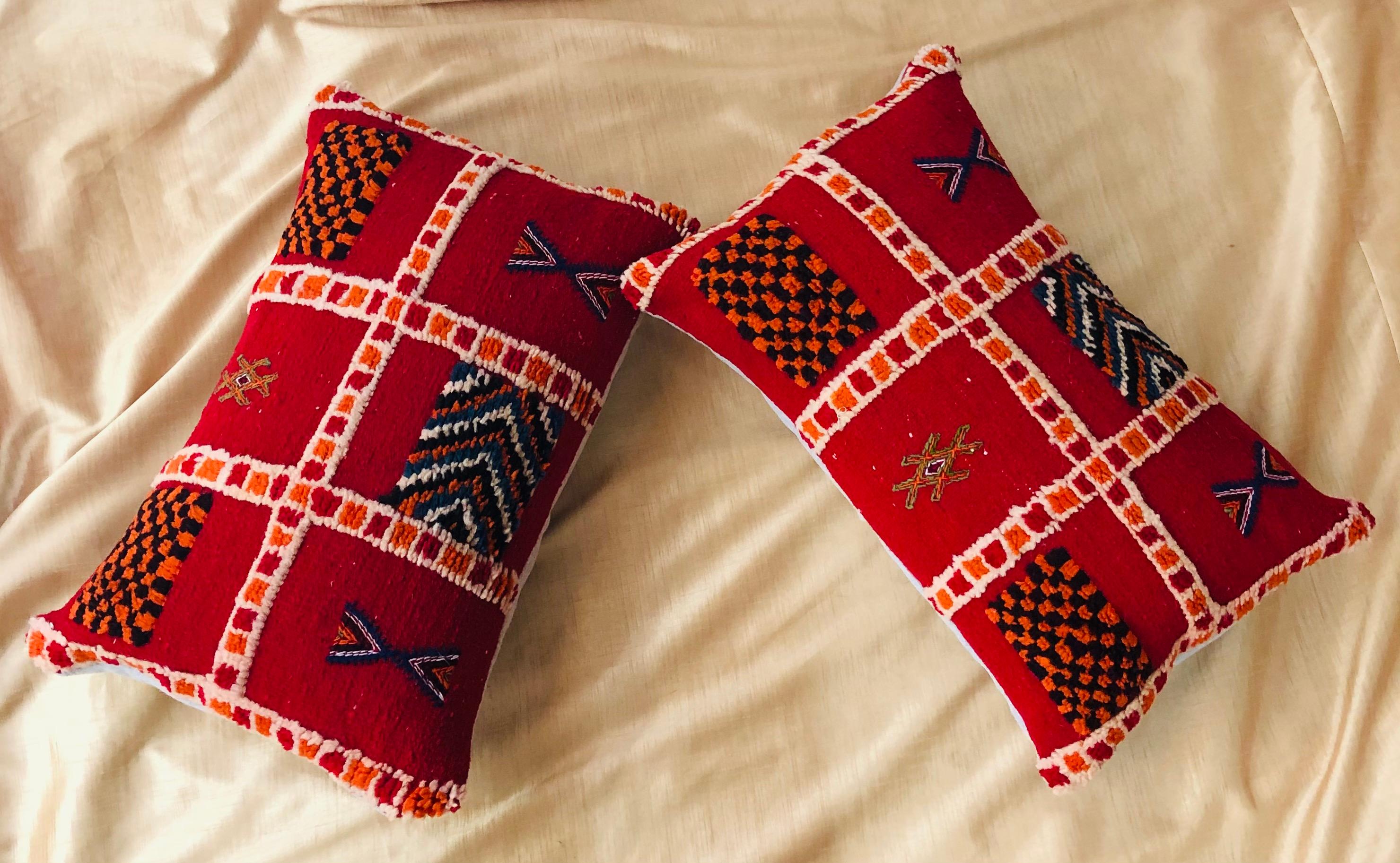 Tribal Wool Vintage Kilim Cushions, a Pair For Sale 6