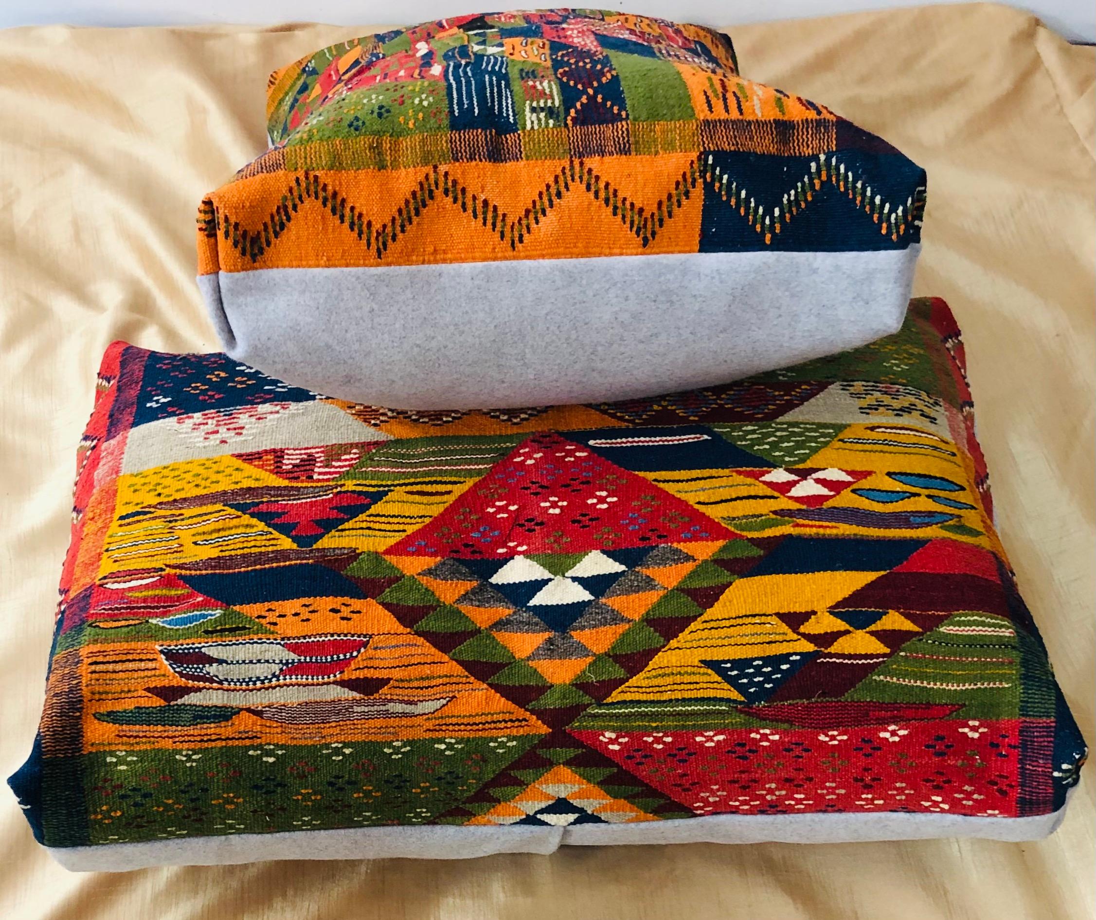 Tribal Wool Vintage Kilim Cushions, a Pair 6