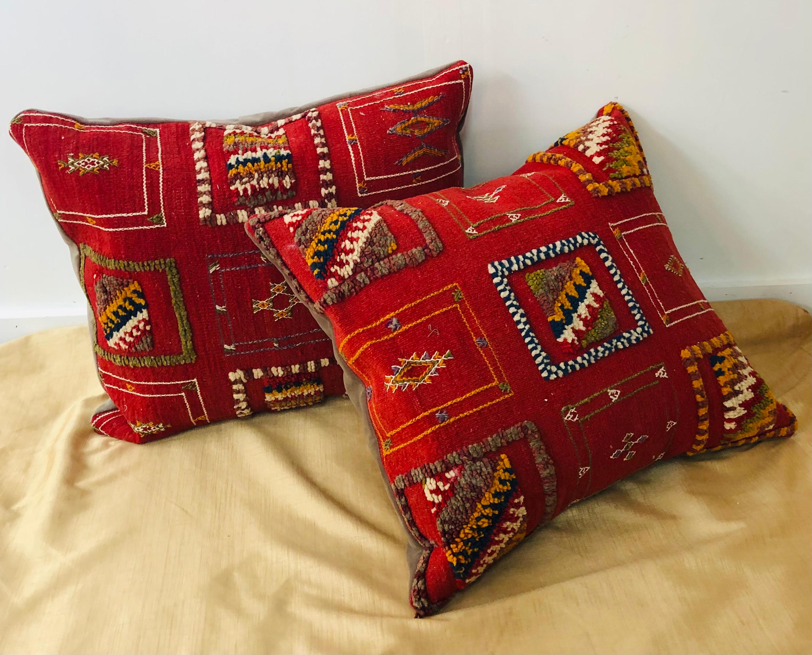 Tribal Wool Vintage Kilim Cushions, a Pair 9