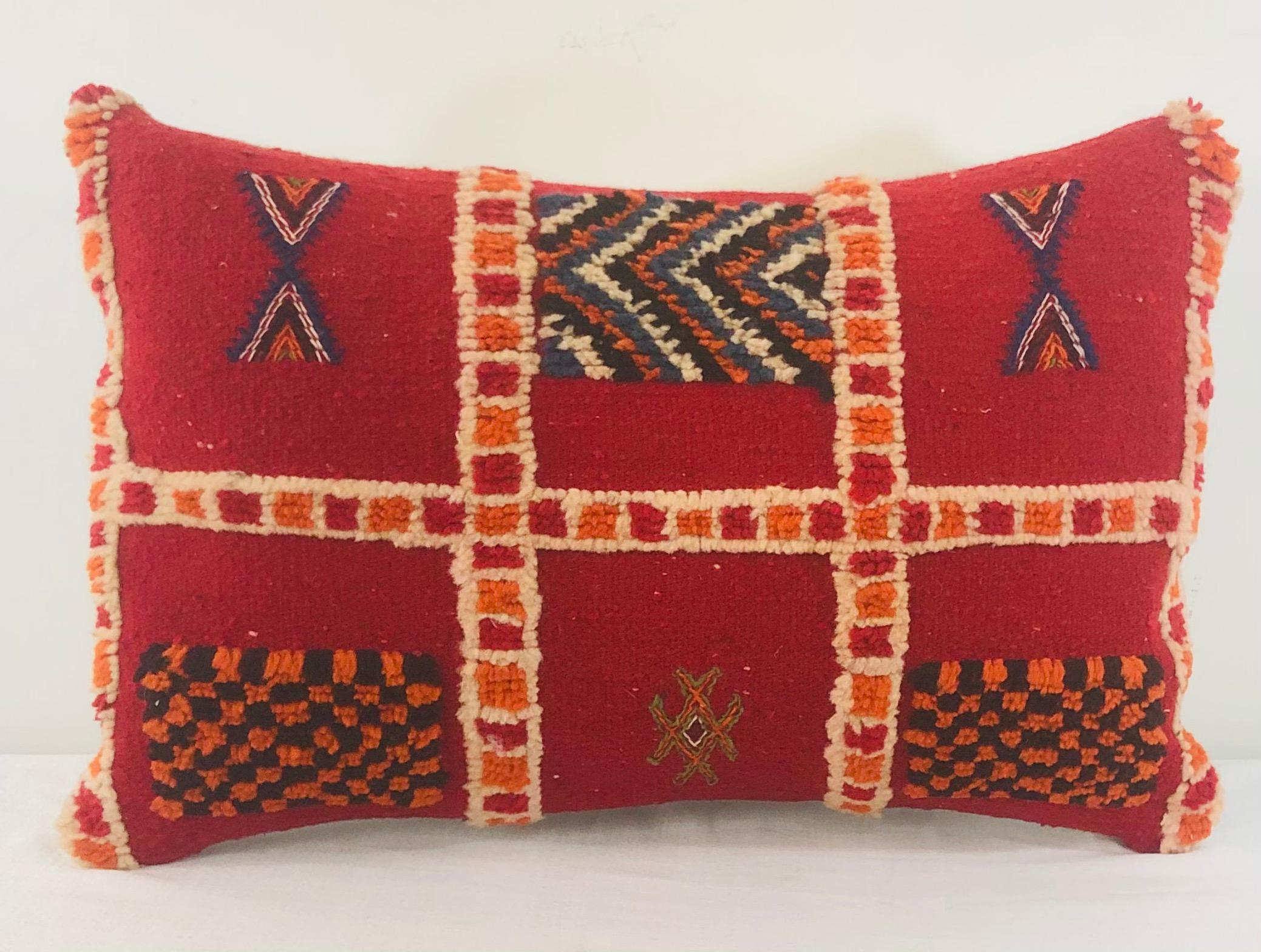 Moorish Tribal Wool Vintage Kilim Cushions, a Pair For Sale