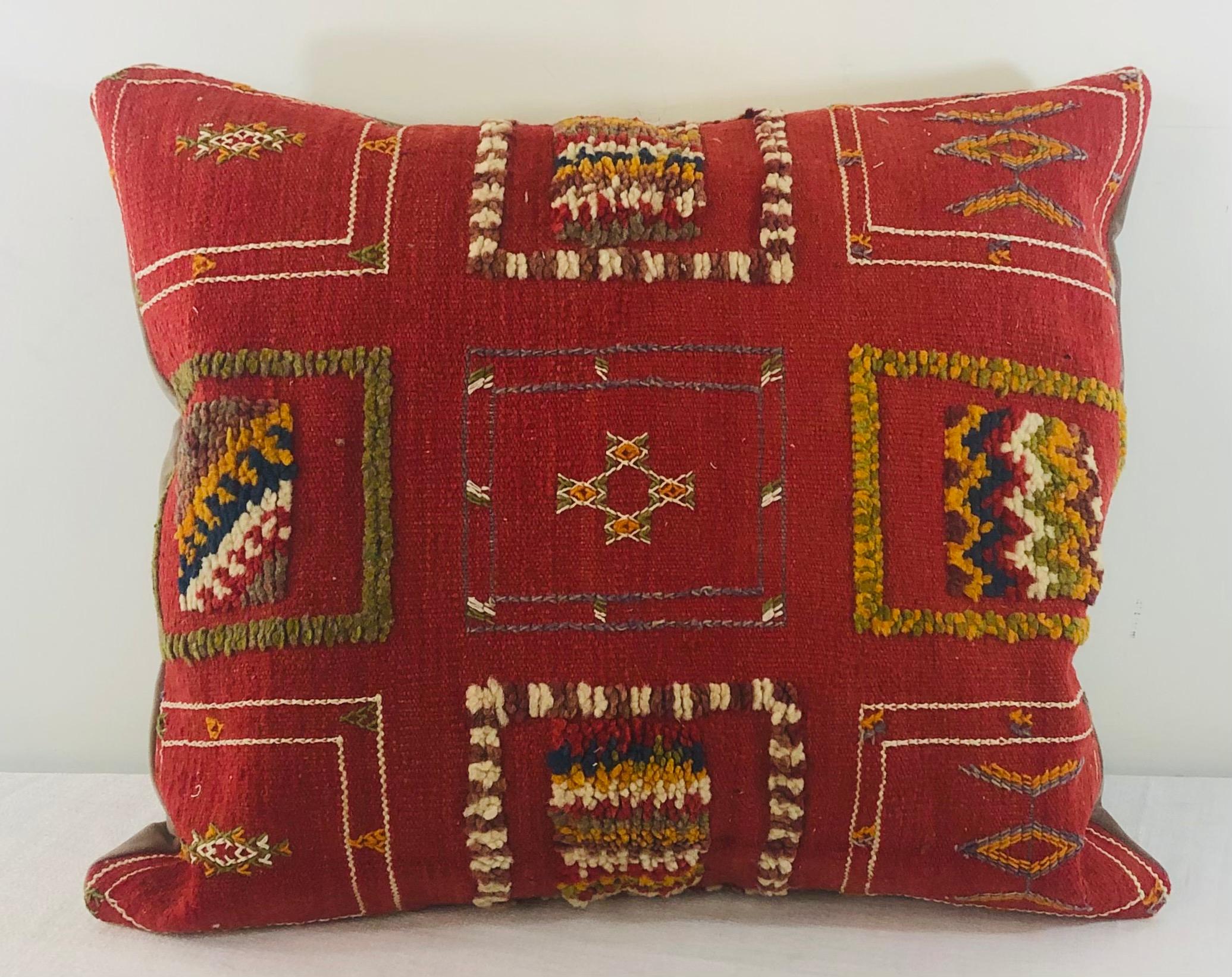 Moorish Tribal Wool Vintage Kilim Cushions, a Pair