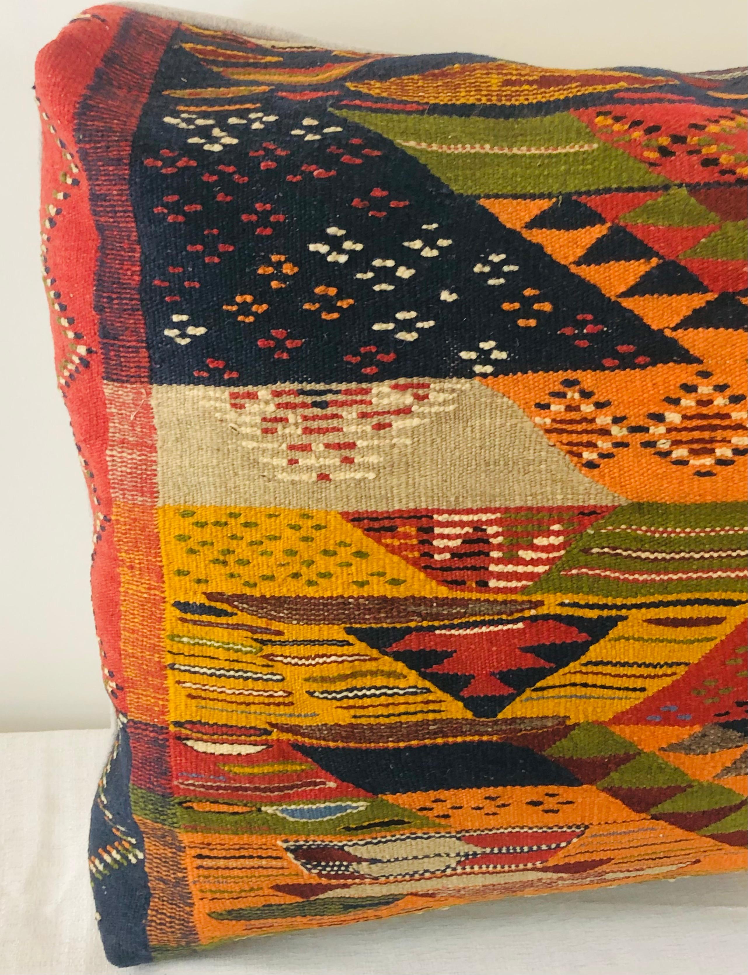 Moorish Tribal Wool Vintage Kilim Cushions, a Pair