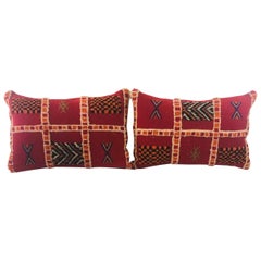 Tribal Wool Vintage Kilim Cushions, a Pair