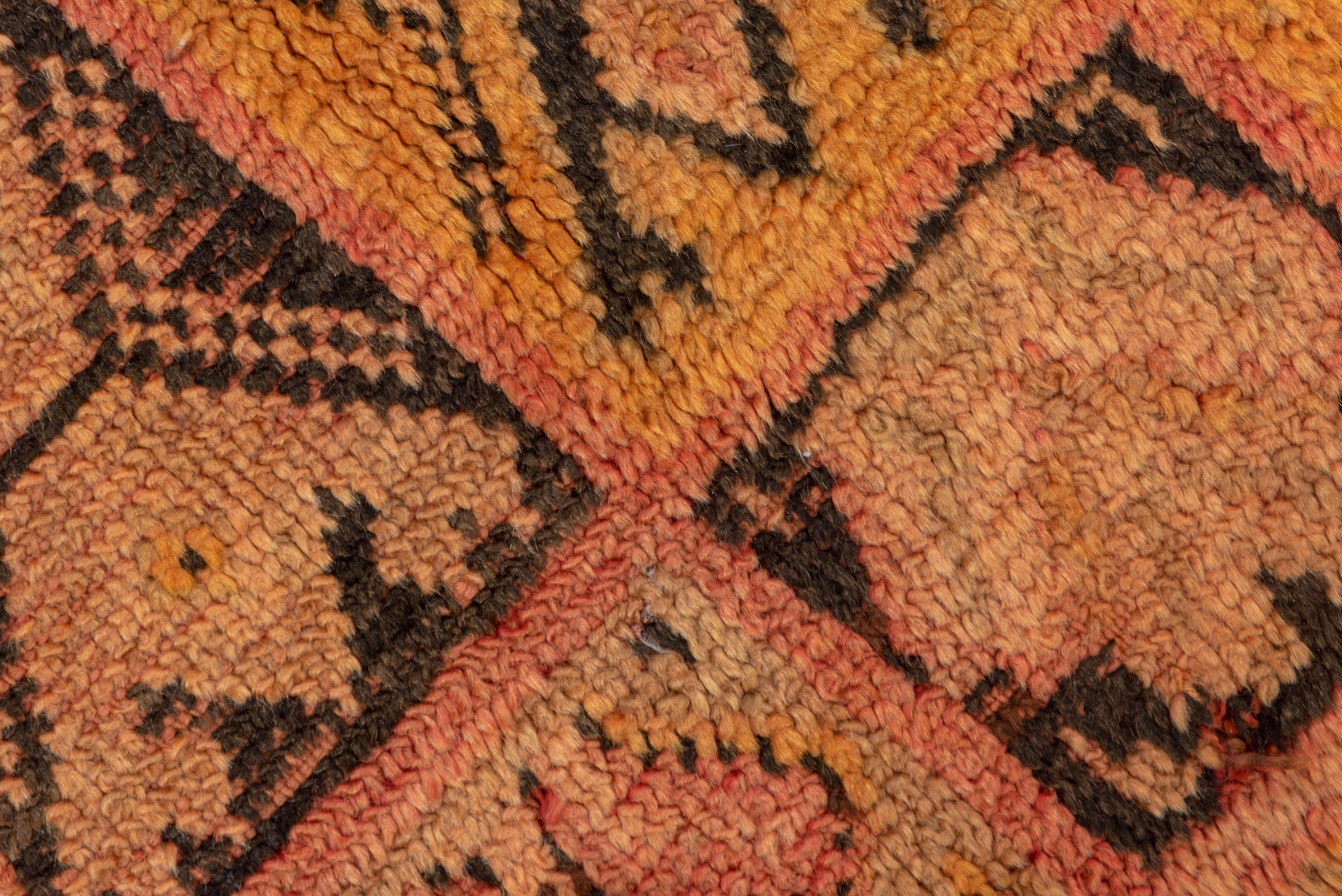 Wool Tribal X Pattern Moroccan Rug in Fall Orange Tones For Sale