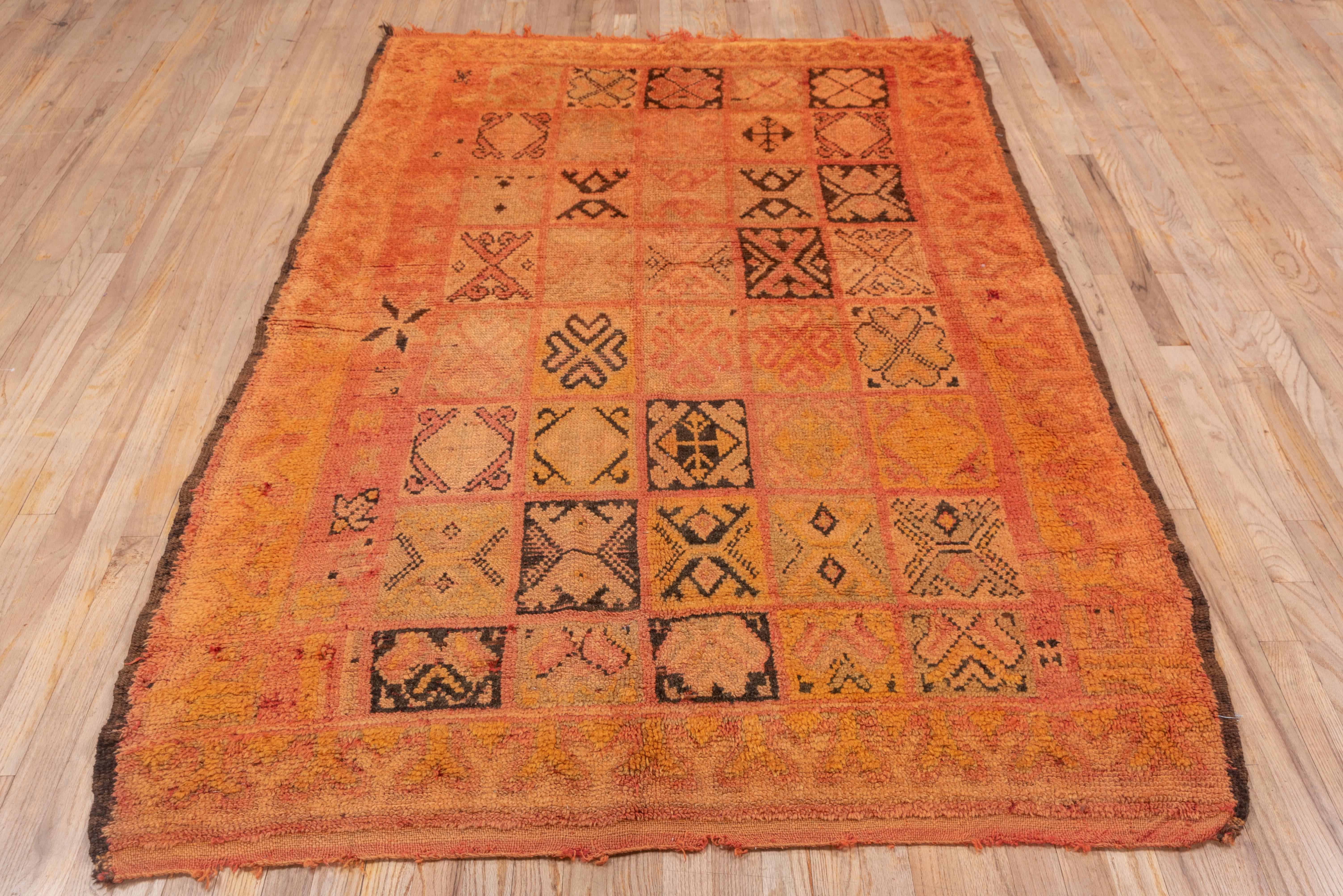 Tribal X Pattern Moroccan Rug in Fall Orange Tones For Sale 2