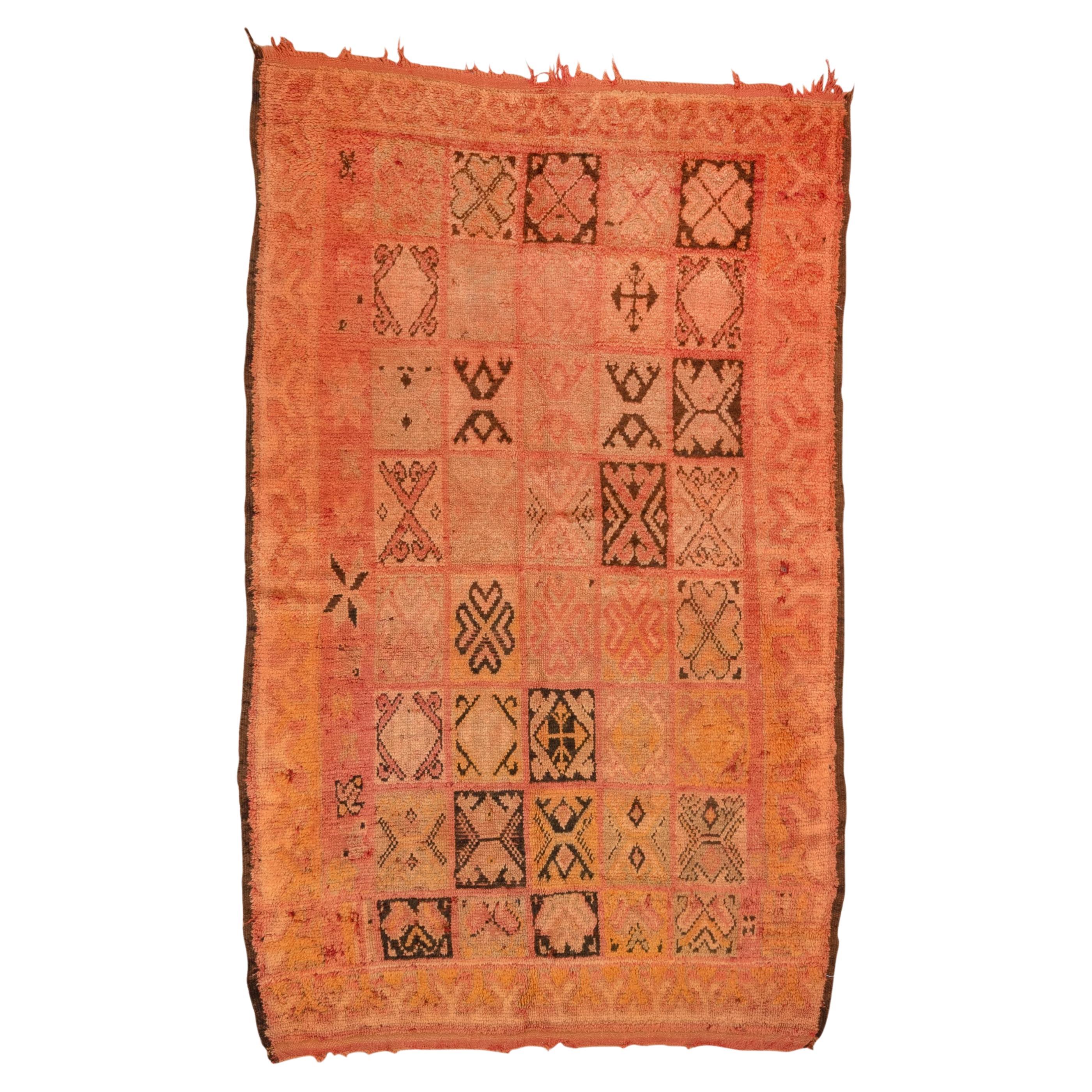 Tribal X Pattern Moroccan Rug in Fall Orange Tones For Sale