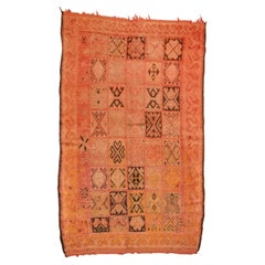 Retro Tribal X Pattern Moroccan Rug in Fall Orange Tones