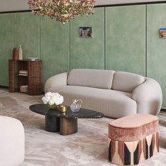 Tribe Geometric Brown and Shiny Fringes Ottoman by Lorenza Bozzoli