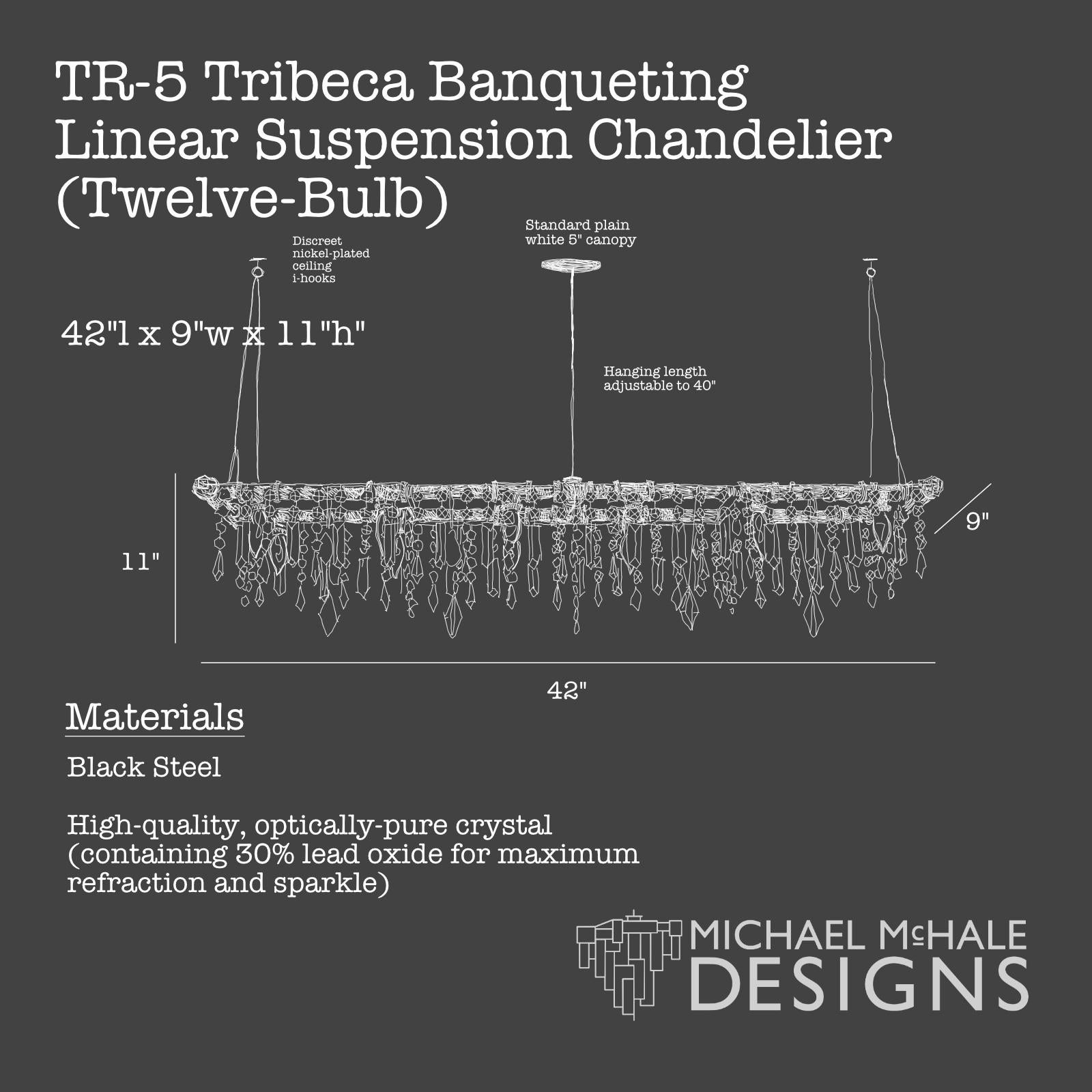 Tribeca Black Steel and Crystal Industrial 12-Light Chandelier 2