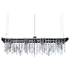 Tribeca Black Steel and Crystal Industrial 8-Light Mini-Banqueting Chandelier
