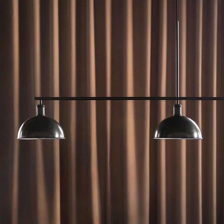 Tribeca Hubert Suspension Lamp/Frame, Black/Bronzed Brass at 1stDibs