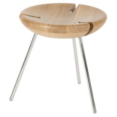 Tribo 40 Stainless Steel And Oak Stool by Objekto