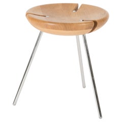Tribo 45 Stainless Steel And Oak Stool by Objekto