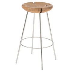 Tribo 76 Stainless Steel And Oak Bar Stool by Objekto