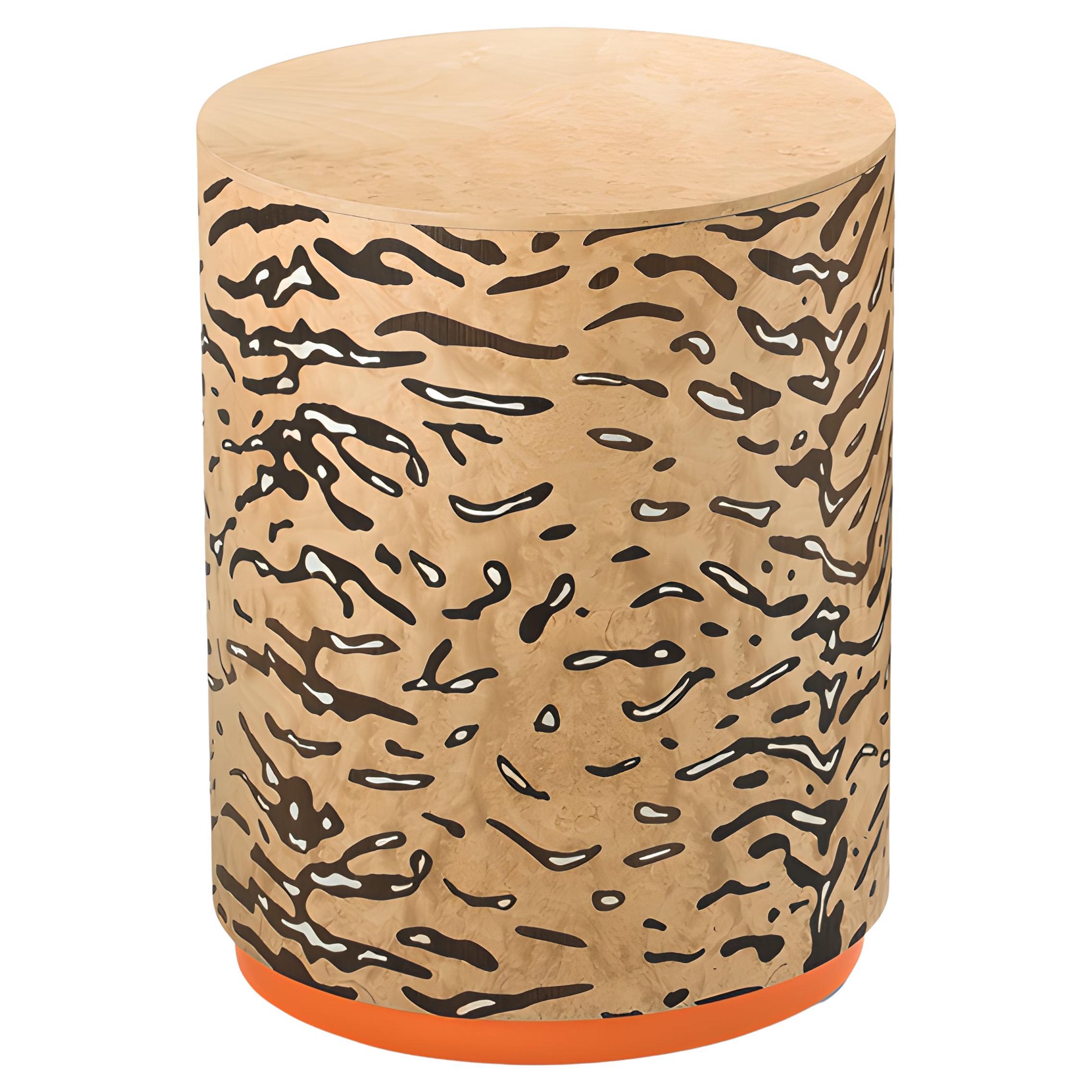 Triboo Tigre B Stool in Madrona Root and Lacquered Plinth For Sale