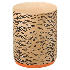 Triboo Tiger B Orange Stool in Madrona Root and Lacquered Plinth