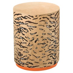 Tabouret Triboo Tigre B en racine de Madrona et socle laqué