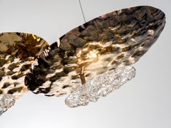 Tribe suspension lamp with glossy antique gold metal finish