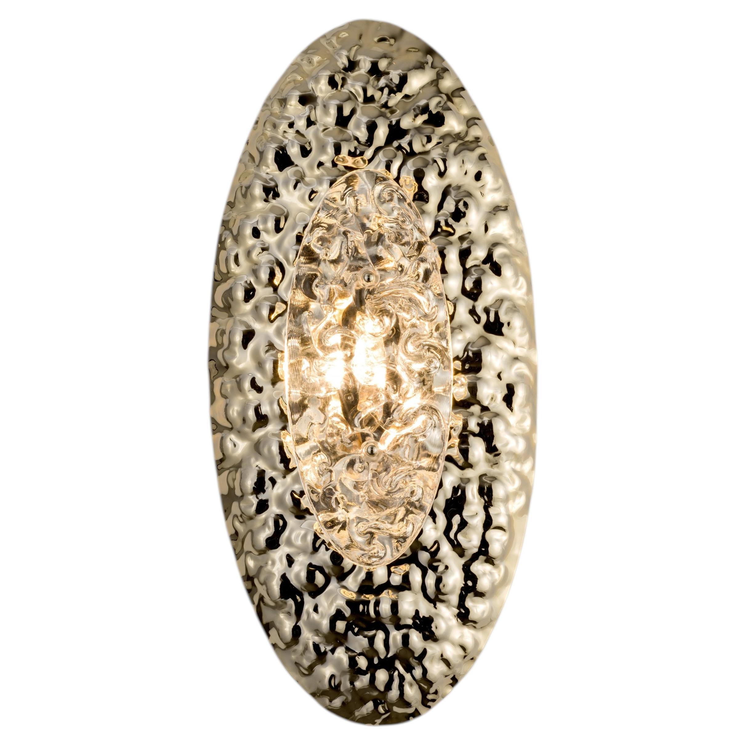 Tribe Wall Light, Light Gold Metal, Hand-Crafted Murano Glass, Mid-Century Style