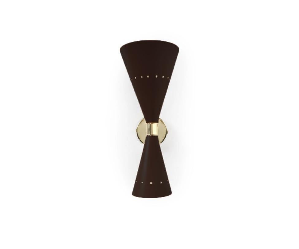 Modern Tribute Black Triangle Wall Lights in Brass Finish  For Sale
