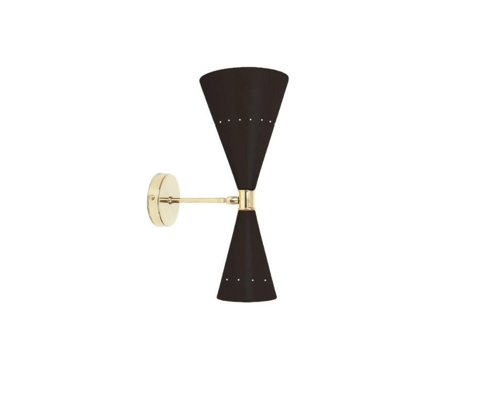 Tribute Black Triangle Wall Lights in Brass Finish