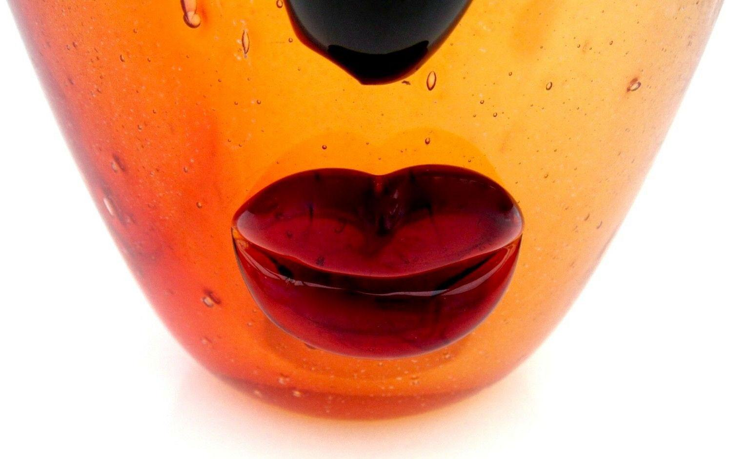 Tribute to Picasso Large Art Glass Flamboyant Fazzoletto Face Vase Maria In Excellent Condition In Montreal, QC